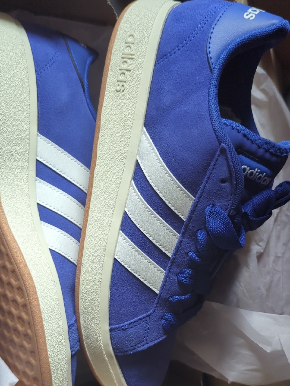 adidas Royal Blue Suede Sneakers with White Stripes